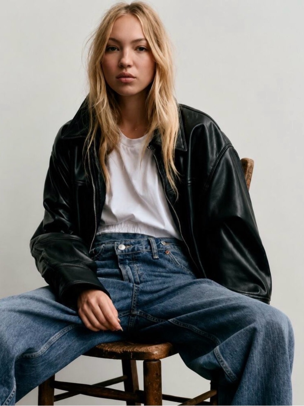 ZARA Black Faux Leather Oversized Bomber Jacket XS - Picture 2 of 6